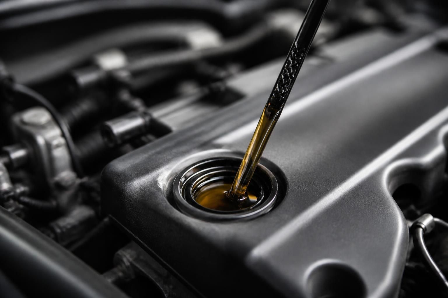Fresh oil service detail in a clean vehicle engine bay.